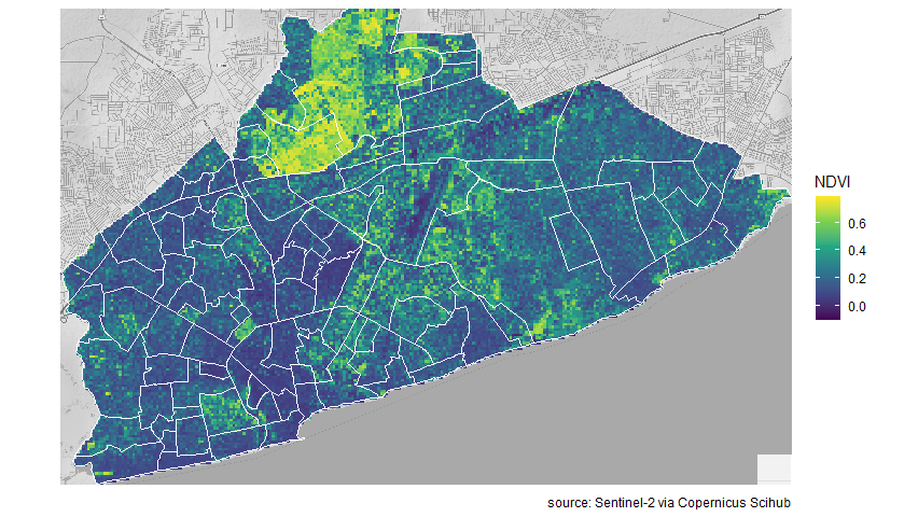 Finding the Greenest Neigbourhood in Accra Using Open-source Satellite Sentinel-2 NDVI Data